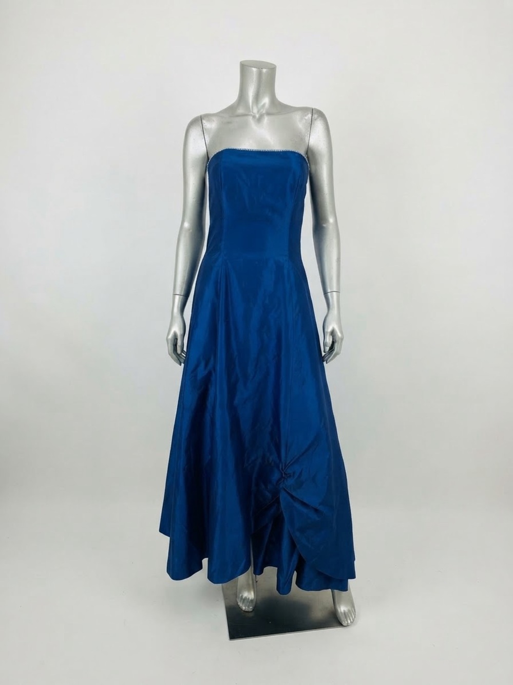 Vintage Scott McClintock Petites Blue Taffeta Strapless Gown, Rhinestone Size 10